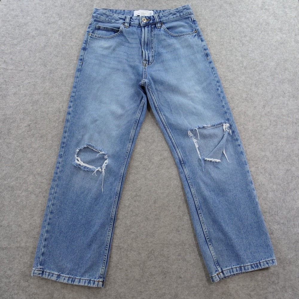 Paper Denim  Jeans Mens 30 Blue Medium Wash Distressed Knee Cotton Baggy